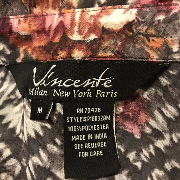 Vincente Milan New York Paris. Size Medium. Tunic. Semi Sheer. Tabs. B21 - Picture 5 of 5